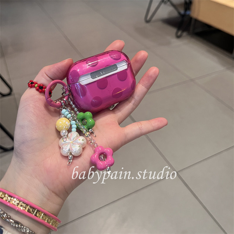 babypain 火龙果色玫红波点适用AirPods4耳机壳AirPodspro3硅胶软壳pro2耳机保护套甜酷风AirPods3苹果蓝牙