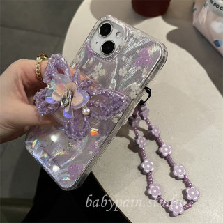 babypain 春日浪漫紫色碎花羽纱适用iPhone15promax手机壳苹果14水钻蝴蝶支架13promax法式气质保护套12ins风