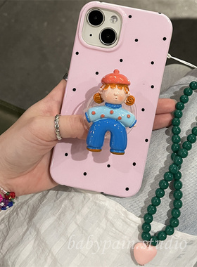 babypain韩风ins可爱粉紫色波点适用iPhone16promax手机壳苹果14立体女孩软壳13pro个性少女心软壳12保护套15