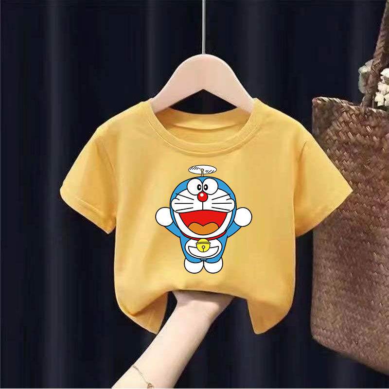 哆啦A梦2022新款夏装儿童短袖t恤半袖女童t恤男童短袖童装打底短