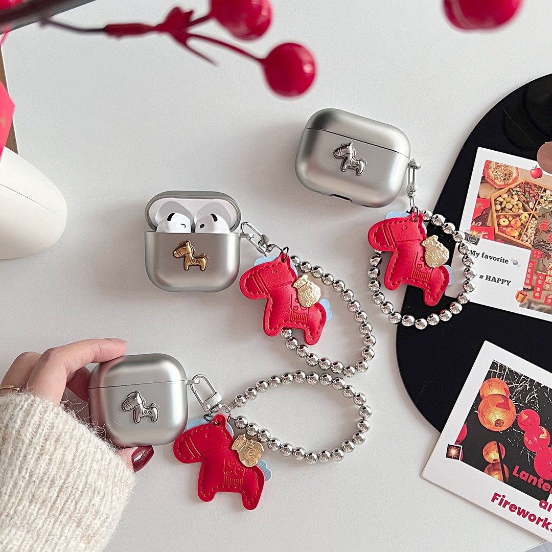 新年款创意简约立体金银马Airpods保护套Pro3适用苹果4代无线蓝牙耳机1/2/3代新款高品质磨砂哑光电镀软套,3C数码配件,耳机保护套,淘宝优惠券,粉丝福利购,淘宝优惠卷