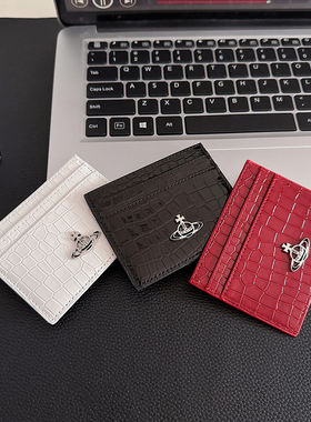 潮牌镂空土星卡包适用零钱卡片证件收纳袋新款鳄鱼纹仿皮质软套