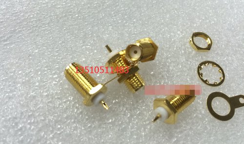 射频同轴SMA-KYD连接器铜镀金SMA-KY母座带螺母面板固定天线接头