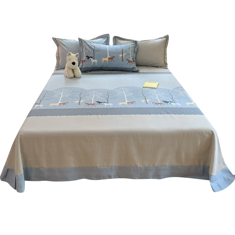 简约全棉床单单件非纯棉磨毛加厚双人圆角被单枕套床上三件套1.8