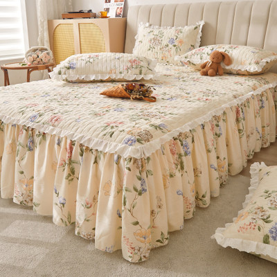 小竹棉印花夹棉床笠式床裙