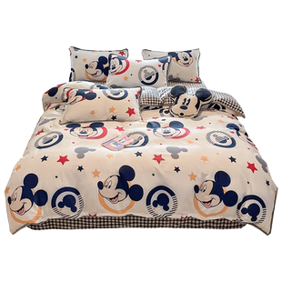 A纯棉B珊瑚绒四件套单面绒一面全棉加绒法兰绒床上牛奶绒被套冬天