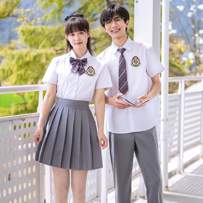 学院风JK制服纯白衬衫合唱服诗歌朗诵演出服中小学生毕业照班服