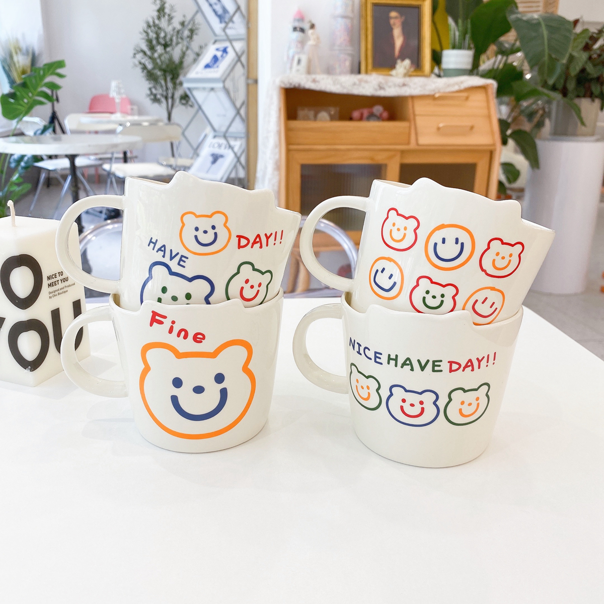 ins陶瓷马克杯可爱卡通笑脸小熊
