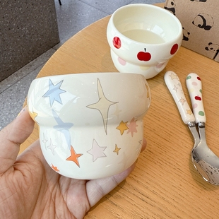 ins可爱星星苹果陶瓷手握杯家用喝水杯咖啡杯拉花高颜值杯子女生