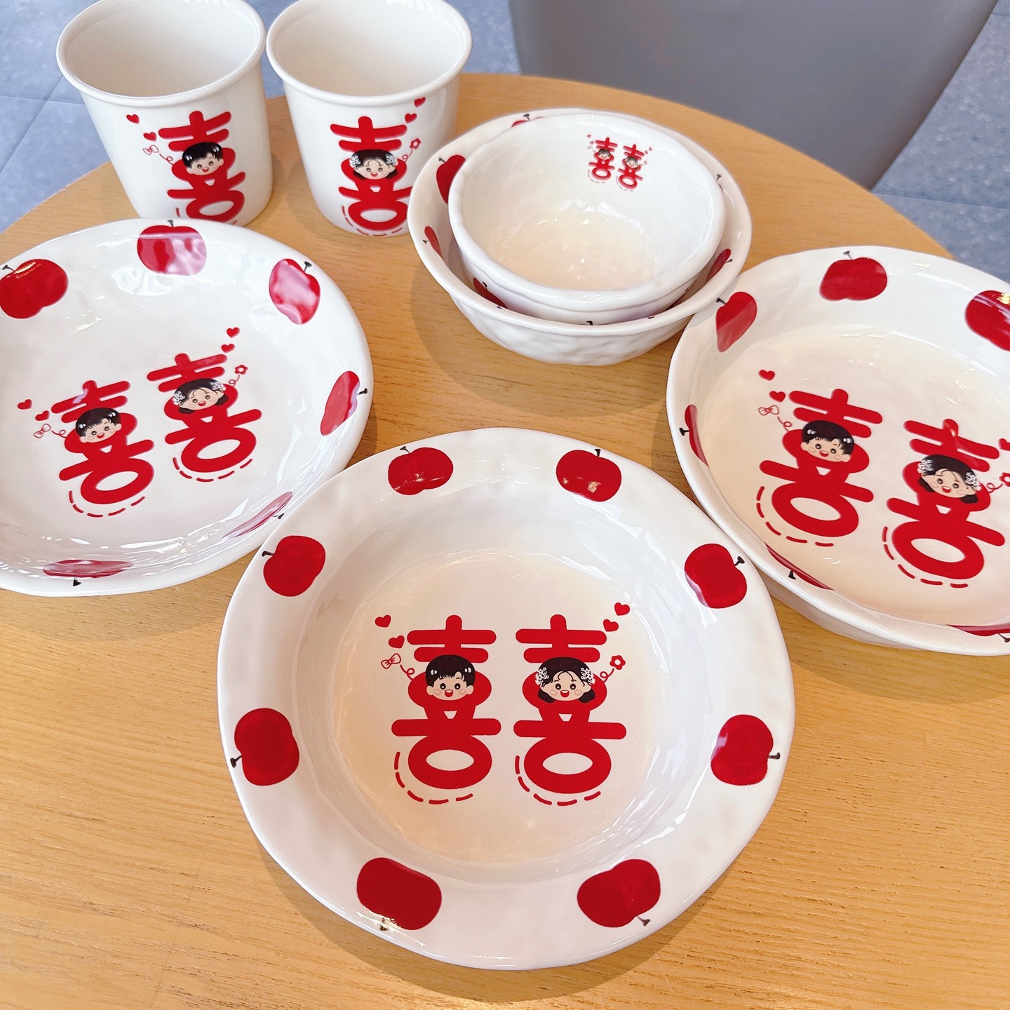 手作釉下彩红苹果陶瓷餐具家用米饭碗餐盘面碗马克杯结婚订婚礼物,餐饮具,盘,淘宝优惠券,粉丝福利购,淘宝优惠卷