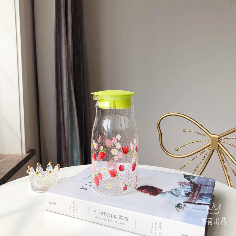 出口日本印花玻璃清新卡通冷水壶
