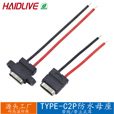 TYPE-C防水焊线防水母座type-c2P
