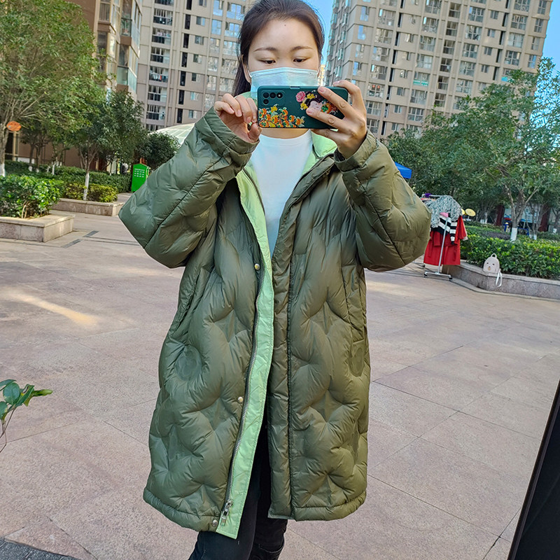 特价清高品质新款压花90白鸭绒羽绒服中长款韩版时尚女装外套潮