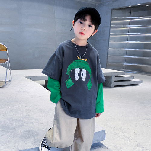 男童秋冬假两件宽松卡通长袖T恤