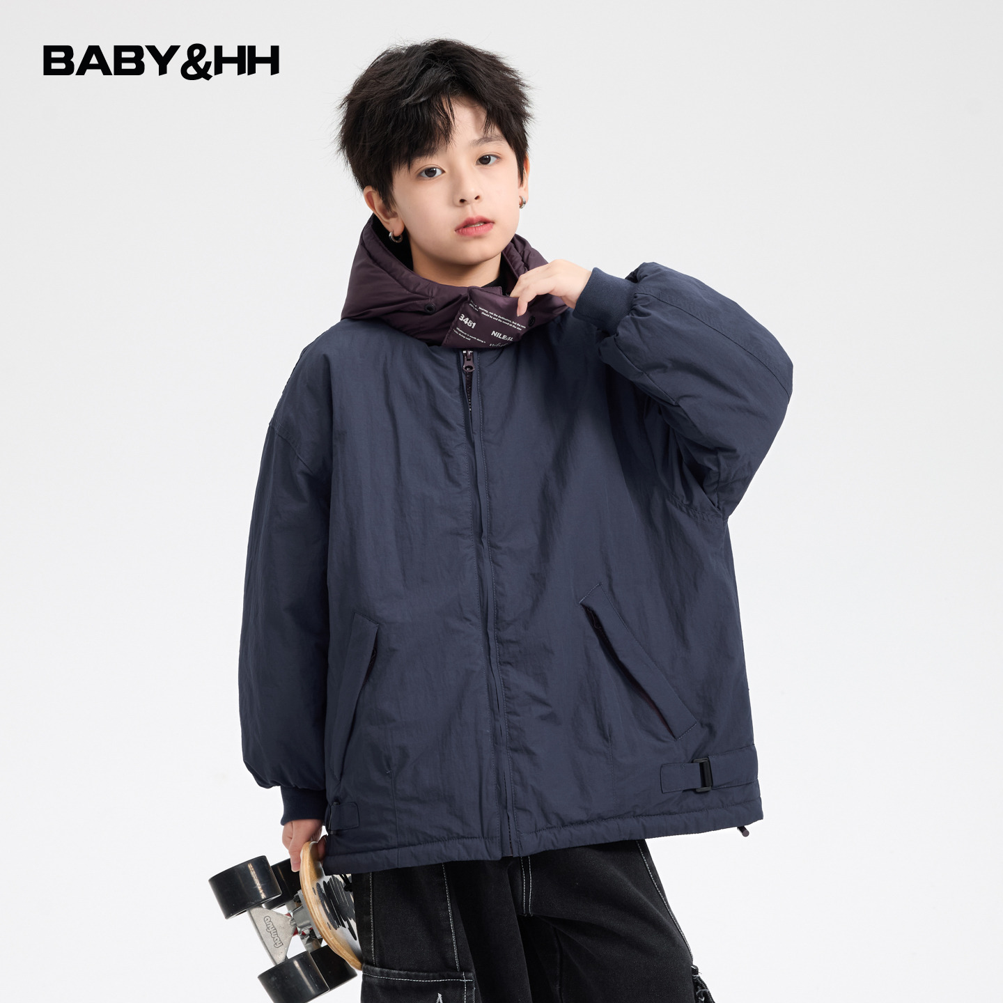 韩范撞色连帽防风户外运动棉服潮