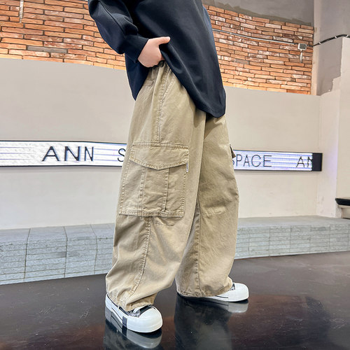 男童春秋装直筒工装裤宽松长裤潮