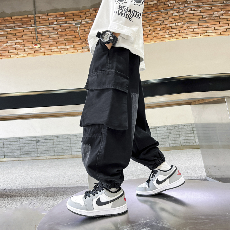 男童春秋款大口袋宽松灯笼工装裤