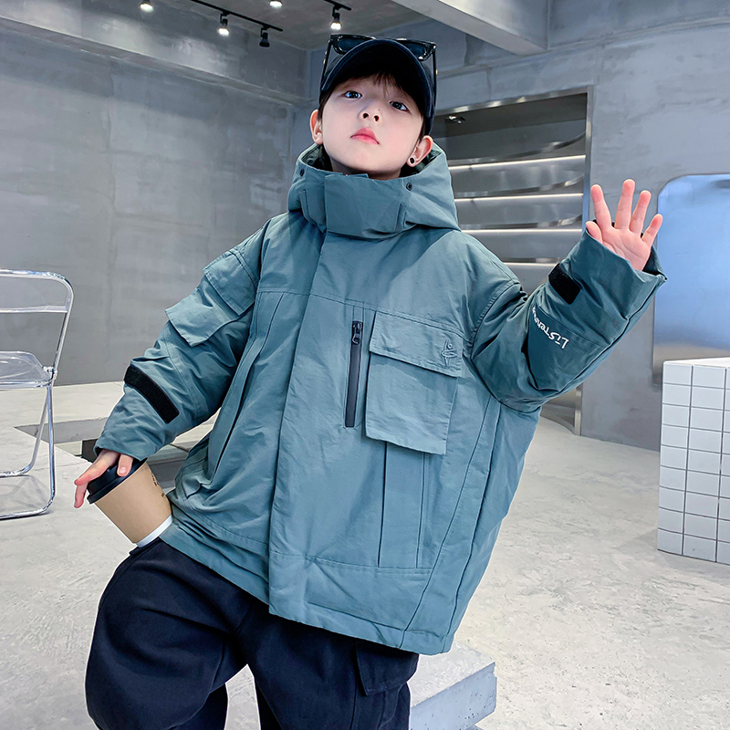 男童冬季中长款三防加厚羽绒服潮
