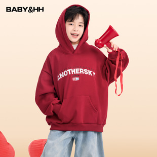 男童冬季新年红色本命年加绒连帽卫衣2026新款儿童装加厚保暖上衣