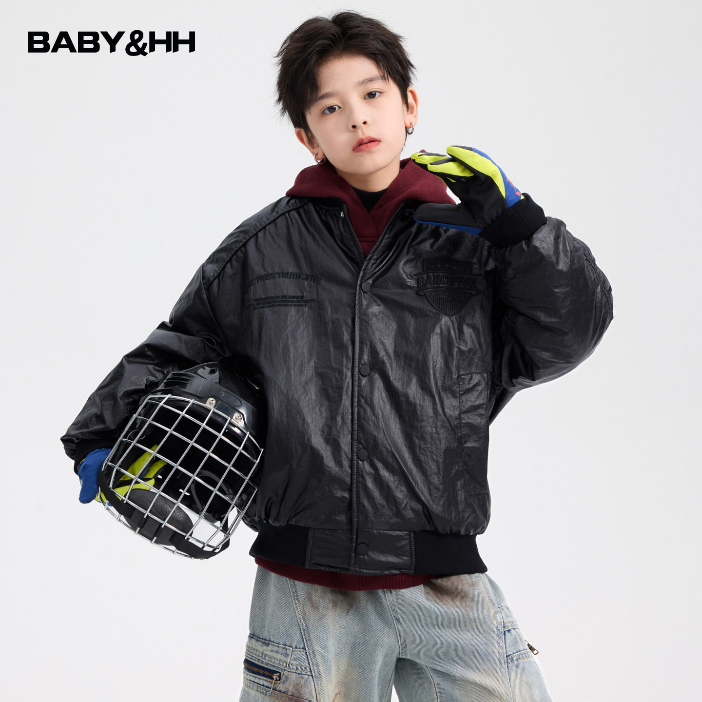 男童冬季潮酷机车风皮衣棒球棉服2025新款青少年儿童加厚免洗外套