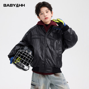 男童冬季 青少年儿童加厚免洗外套 潮酷机车风皮衣棒球棉服2026新款