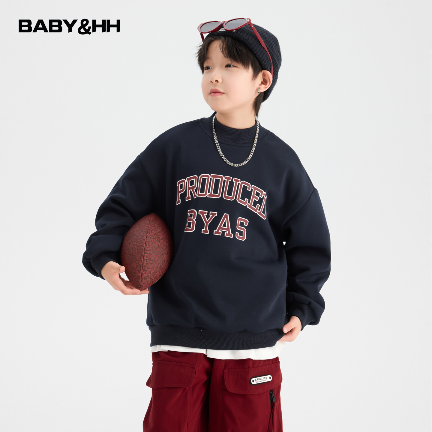 韩范半高领一体绒hiphop运动卫衣