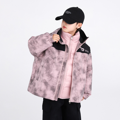 男童冬装户外三合一冲锋衣羽绒服