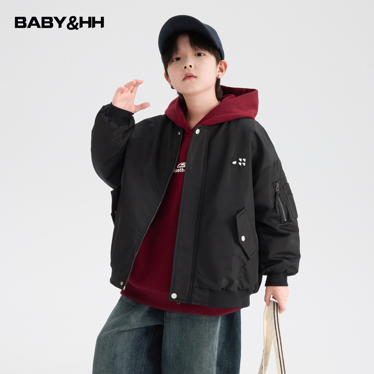 男童冬季韩范运动防水工装棒球棉服2025新款儿童加厚免洗夹棉外套