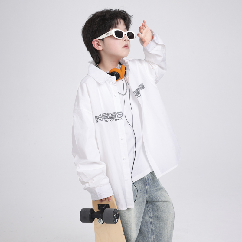 男童春秋韩系宽松长袖衬衫外套潮