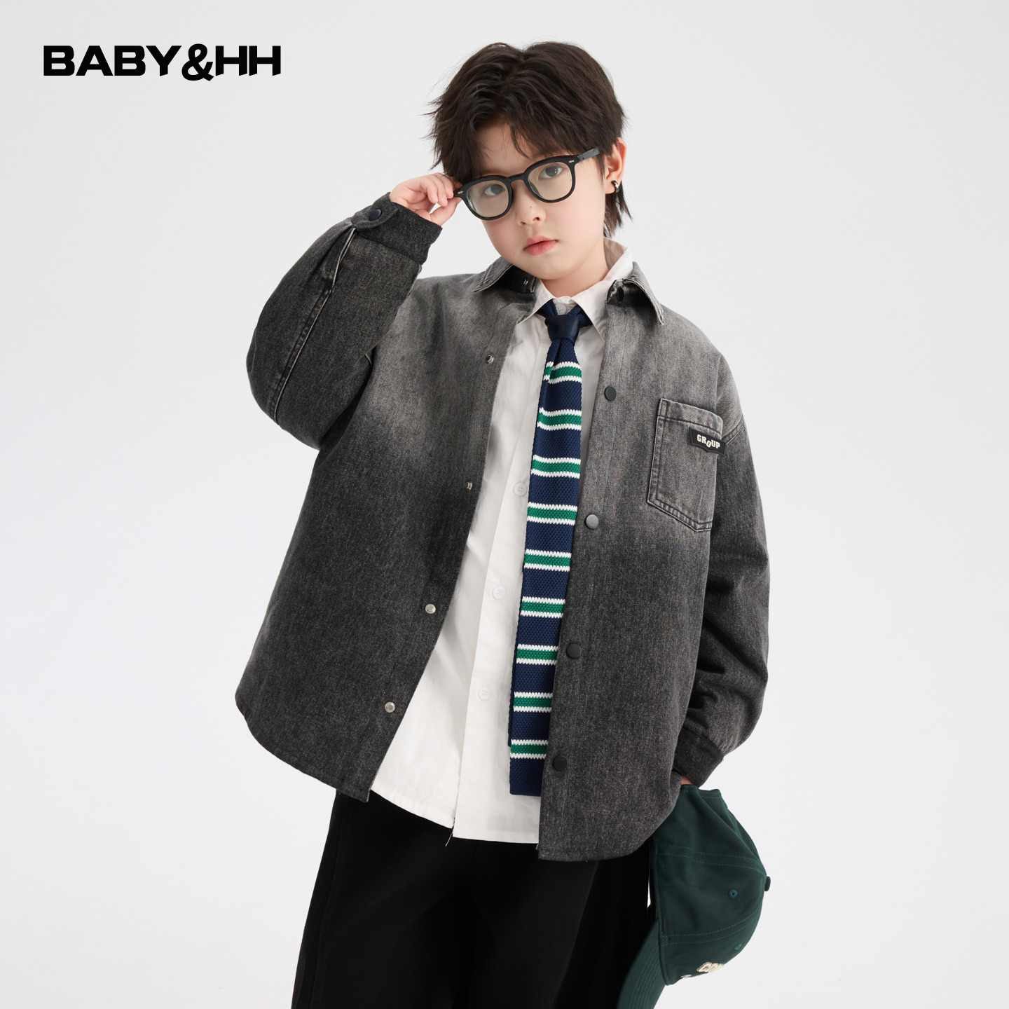 男童冬装韩范渐变加厚牛仔棉服2025新款青少年儿童夹棉保暖外套潮