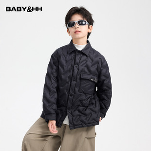 男童冬季90安心绒工装衬衫羽绒服2025新款青少年儿童防水加厚外套