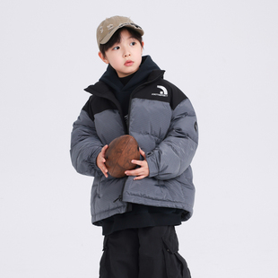 男童冬季韩系拼接90白鸭绒羽绒服2025新款儿童男孩冬装防风厚外套