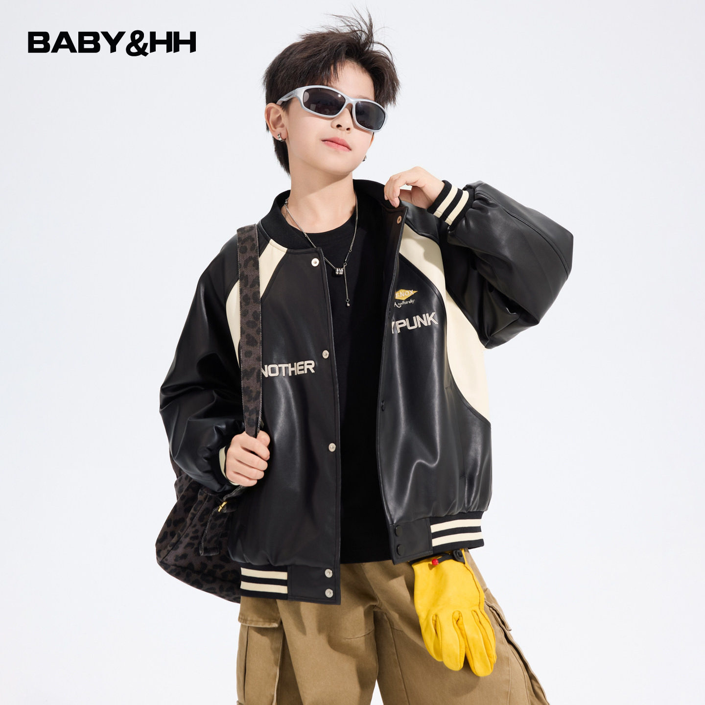 男童冬季机车风皮衣棒球棉服2026新款青少年儿童加厚防水棉衣外套