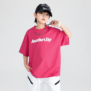 男童夏季多巴胺韩范短袖T恤2026新款儿童大童夏装薄款运动上衣潮