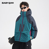冬装 儿童装 防水棉袄外套 撞色加厚连帽冲锋衣棉服2025新款 男童冬季