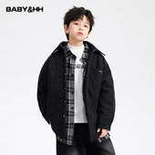 棉服2026新款 衬衫 青少年儿童加厚棉袄外套潮 韩范保暖工装 男童冬装