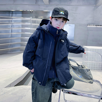 男童秋冬三合一棉服外套2023新款