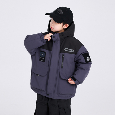 男童户外冲锋衣工装防寒羽绒服潮