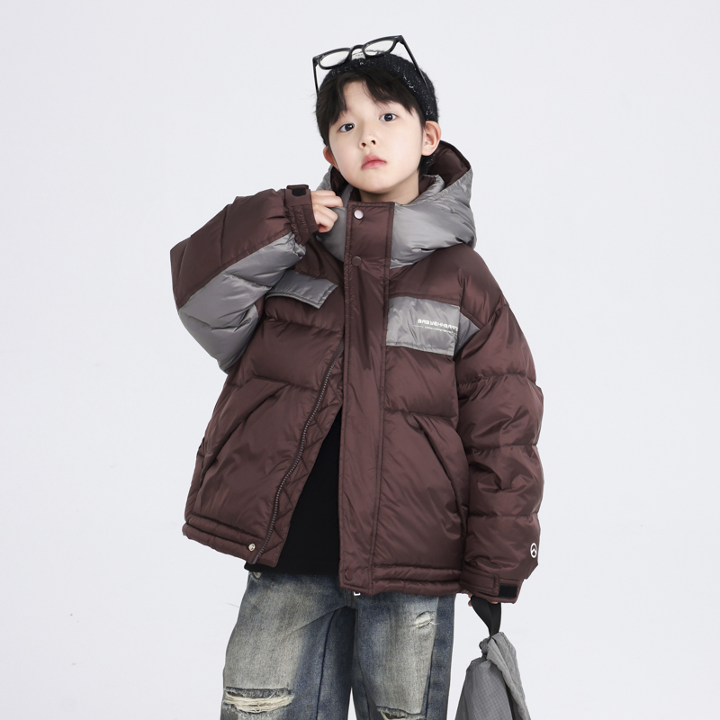 男童冬季拼接运动防寒加厚羽绒服