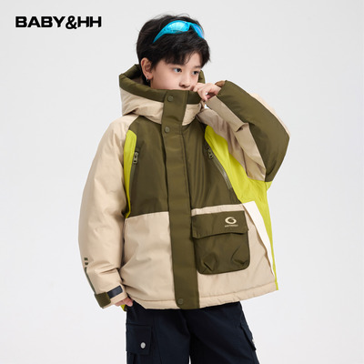 撞色户外运动防水夹棉冲锋衣棉服