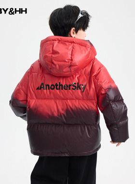 男童冬季炫酷新年红色温变羽绒服2026新款儿童变色防寒连帽外套潮