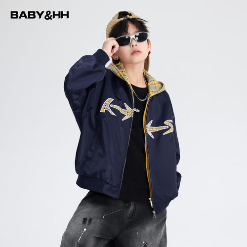 假两件撞色防风运动棒球夹棉外套