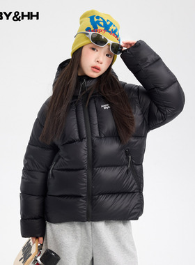 女童冬季90白鸭绒防水连帽羽绒服2025新款儿童女孩免洗防寒外套潮