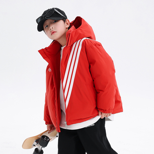 男童冬季红色过年加厚面包羽绒服2026新款儿童冬装防寒免洗外套潮