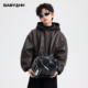 男大童冬装 儿童运动防风皮衣外套 潮酷机车风加厚连帽棉服2026新款