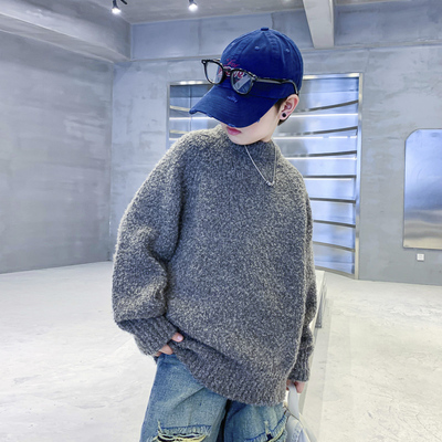 男童冬季韩范加厚半高领针织毛衣