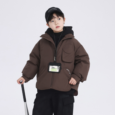 男童冬季潮牌90白鸭绒工装羽绒服