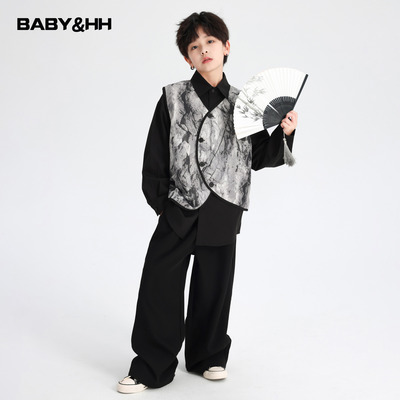 新中式中国风水墨汉服唐装三件套