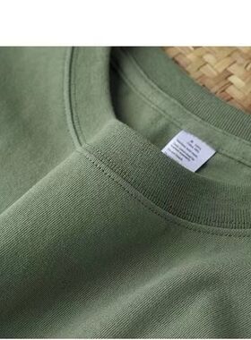 200克棉军绿色t恤男圆领爸爸军旅校服短袖班服军训打底衫