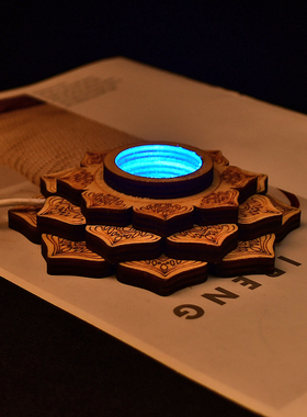 USB实木小夜灯卧室七彩渐变灯座